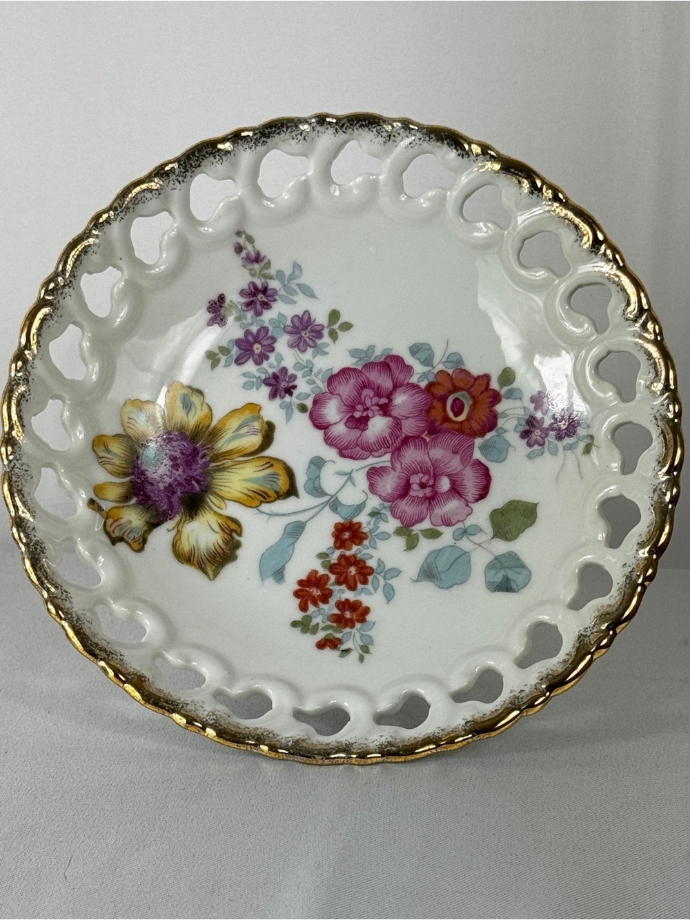 Vintage Royal Crown Compote 4106 Floral Gold trim